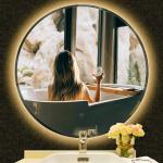 Miroirs de salle de bain argentés lumineux diamètre 70 cm 