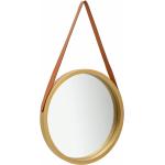 Miroirs muraux marron en bois de Paulownia diamètre 50 cm modernes 