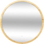 Miroirs muraux Paris Prix beiges en bambou lumineux diamètre 57 cm en promo 