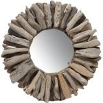 Miroirs de salle de bain Amadeus marron en bois massif diamètre 60 cm 
