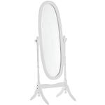 Miroir sur Pied CORA - Miroir sur Pied Maquillage avec Cadre en Bois Forme Ovale - Miroir Cosmétique Inclinable - Taille 150 x 60 cm - Miro, Couleur:Blanc
