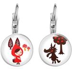 Boucles d'oreilles pendantes pour fêtes de Noël rouges à motif loups Le Petit Chaperon Rouge look fashion pour femme 