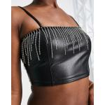 Brassières Miss Selfridge noires en cuir à strass Taille XL pour femme en promo 