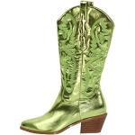 Bottines western & bottines cowboy vertes laquées à motif animaux à talons chunky Pointure 39 look fashion pour femme 
