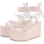 Sandales compensées rose bonbon Pointure 46 look fashion pour femme 