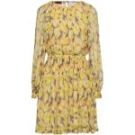 Robes fleuries de créateur Missoni jaunes à fleurs en soie courtes à manches longues à col rond Taille XS pour femme 