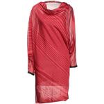 Robes de créateur Missoni rouges à rayures en soie à manches longues courtes à manches longues Taille XS pour femme 