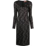 Robes en laine de créateur Missoni noires en viscose mi-longues à manches longues à col en V Taille XXL pour femme 