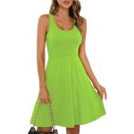 Robes de cocktail vert fluo en coton sans manches à col rond Taille XL look Pin-Up pour femme 
