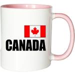 Mister Merchandise Mug Tasse à café Canada Fahne Flag thé Pot Grande, Couleur: Blanc-Rose