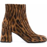 Bottines de créateur Miu Miu marron à effet léopard en velours léopard à bouts carrés Pointure 41 pour femme 