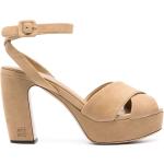Sandales à talons de créateur Miu Miu beiges en velours à bouts ouverts Pointure 41 pour femme 