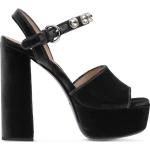 Sandales à talons de créateur Miu Miu noires en velours à bouts ouverts Pointure 39 pour femme 