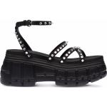 Sandales à brides de créateur Miu Miu noires en caoutchouc à clous à bouts ouverts Pointure 41 pour femme 