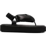 Sandales de créateur Miu Miu noires en caoutchouc en cuir à bouts ouverts Pointure 39 pour femme 