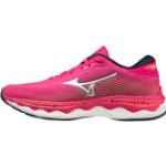 Chaussures de running Mizuno Wave Sky argentées en fil filet look fashion pour femme en promo 