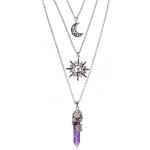MJARTORIA - Collier multi-rangs en alliage avec pendentifs gothiques en forme de lune et de pentagramme pour femme et fille, Métal, Non connu,