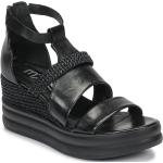 Sandales Mjus noires en cuir en cuir Pointure 41 avec un talon entre 7 et 9cm pour femme en promo 