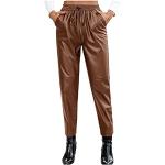 Leggings en dentelle marron en cuir synthétique à paillettes Taille XL plus size look gothique pour femme 