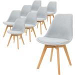 Chaises en bois marron en hêtre avec dossier en lot de 8 scandinaves 