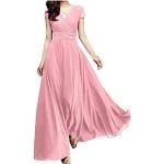 Robes de bal longues roses en mousseline à volants minis à manches courtes à épaules dénudées Taille 5 XL look fashion pour femme 