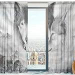 Rideaux de porte en polyester à motif loups 