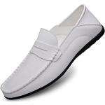 Chaussures casual blanches en cuir respirantes Pointure 47 look casual pour homme 