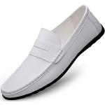 Chaussures casual blanches en microfibre respirantes à élastiques Pointure 47 look casual pour homme 