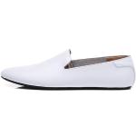Chaussures casual de mariage blanches en cuir à bouts ronds à élastiques Pointure 43 look casual pour homme en promo 