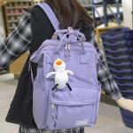 Sacs à dos scolaires violets en fibre synthétique look preppy pour femme 