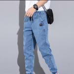 Pantalons taille élastique bleus lavable à la main Taille 3 XL plus size look casual pour homme 
