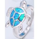 Bagues opale bleues en métal à motif tortues look fashion pour femme 