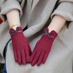 Gants violet foncé en cuir en laine Tailles uniques look fashion pour femme 