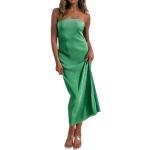 Robes d'été vertes à manches longues à col rond look gothique pour femme 