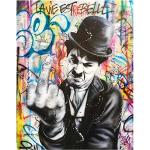 Moderne Graffiti Art Street Pop Art Charlie Chaplin Toile Peinture Affiche et Impression Mur Art Photo pour Salon, Décoration, Hôtel, Sans Cadre,60 × 80cm
