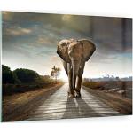 Tableaux design gris en verre à motif éléphants modernes 