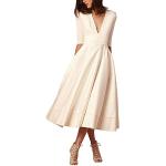 Robes de cocktail blanches mi-longues à col en V Taille XXL look business pour femme 