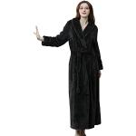 Robes de chambre longues d'hiver noires en peluche à volants à capuche à manches courtes à épaules dénudées Taille L look fashion pour femme 