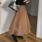 Jupes longues gris foncé en polyester Tailles uniques plus size look fashion pour femme 