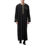 MOKBAY Robe Homme Musulmane Costume d'halloween Kaftan Islamic Royalty Dubai Traditionnelle Col Rond Manches Longues Rétro Tunics Abaya Chemise Homme Loose Kandoura Adulte Vêtement Noir L