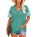 T-shirts verts à rayures à manches courtes à manches courtes Taille XL look fashion pour femme en promo 