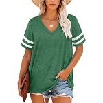 T-shirts verts à rayures à manches courtes à manches courtes Taille XL look fashion pour femme en promo 