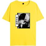 T-shirts jaunes à manches courtes Tokyo Ghoul à manches courtes à col rond Taille 4 XL look asiatique pour homme 