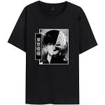 T-shirts noirs à manches courtes Tokyo Ghoul à manches courtes à col rond Taille S look asiatique pour homme 