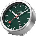 Mondaine Mini Horloge Murale et réveil avec boîtier en Aluminium argenté - Couleur du Cadran : Vert forêt - Diamètre : 12,5 cm - A997MCAL66SBV