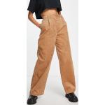 Pantalons taille haute Monki marron en velours pour femme en promo 