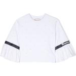 Blouses Monnalisa blanches à rayures en jersey à strass pour fille de la boutique en ligne Farfetch.com 