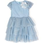 Robes à manches courtes Monnalisa bleus clairs en tulle à volants pour fille en promo de la boutique en ligne Farfetch.com 