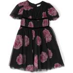 Robes à manches courtes Monnalisa noires à fleurs en tulle pour fille en promo de la boutique en ligne Farfetch.com 
