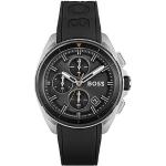 Montre chronographe avec cadran noir et bracelet en silicone noir